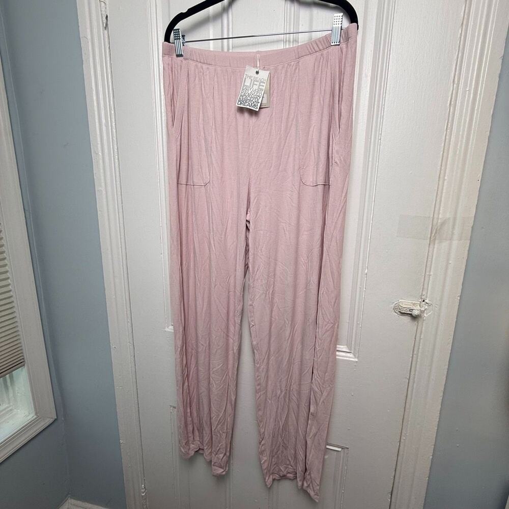 Barefoot Dreams Malibu Collection Ribbed Lounge Pants Womens Large Pink NWT
